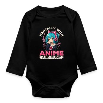 Anime and Music Chibi - Organic Longsleeve Baby Bodysuit - black - Front