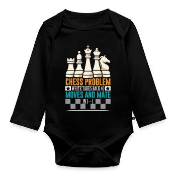 Échiquier des joueurs d’échecs - Body Bébé bio manches longues - noir - Devant