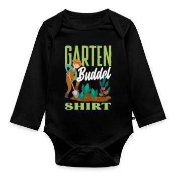 Garden Digging Gardener - Organic Longsleeve Baby Bodysuit - black - Front