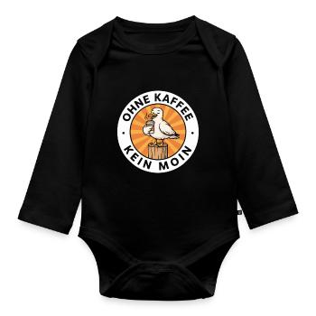 Ohne Kaffee Kein Moin Hamburg Möwe Spruch Design - Baby Bio-Langarm-Body - Schwarz - Vorne