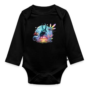 Cute Metallic Scarab and Friends - Baby Bio-Langarm-Body - Schwarz - Vorne