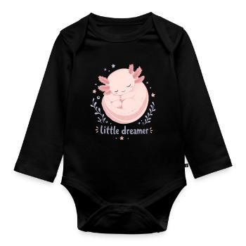 Little Dreamer Moon Axolotl - Organic Longsleeve Baby Bodysuit - black - Front