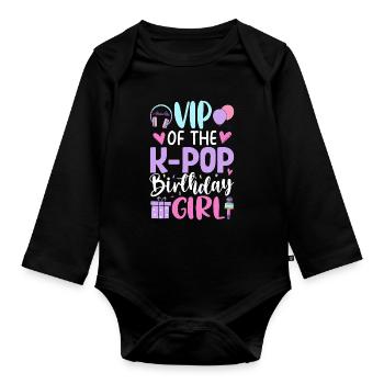 VIP of The K-Pop Birthday Girl - Baby Bio-Langarm-Body - Schwarz - Vorne