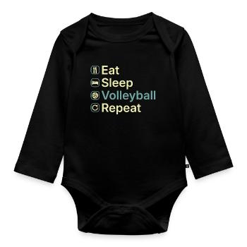 Eat Sleep Volleyball Repeat Funny Volleyball Gift - Organic Longsleeve Baby Bodysuit - black - Front