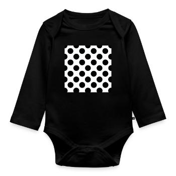 Polka Dot Monochrome Muster - Baby Bio-Langarm-Body - Schwarz - Vorne