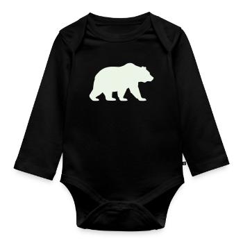Silhouette d’ours vert doux - Body Bébé bio manches longues - noir - Devant