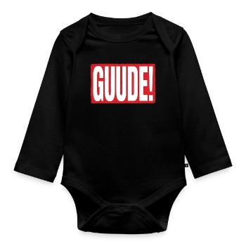 GUIDE! Großformat Rot Typo Design - Baby Bio-Langarm-Body - Schwarz - Vorne