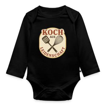 Koch aus Leidenschaft Vintage Patch - Baby Bio-Langarm-Body - Schwarz - Vorne