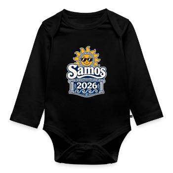 Logo du symbole du soleil Samos 2026 - Body Bébé bio manches longues - noir - Devant