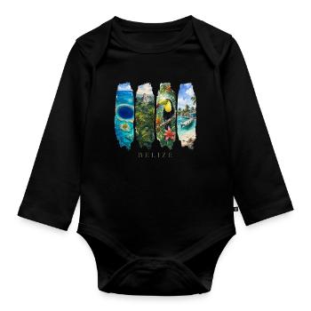Voyage de vacances au Belize – Motif pays et culture des Caraïbes - Body Bébé bio manches longues - noir - Devant