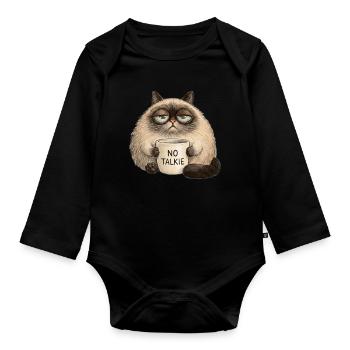Die unbeeindruckte Katze - Baby Bio-Langarm-Body - Schwarz - Vorne