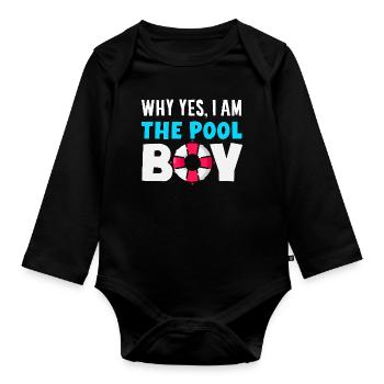 Dictons drôles de nageurs et conception de clubs de natation - Body Bébé bio manches longues - noir - Devant