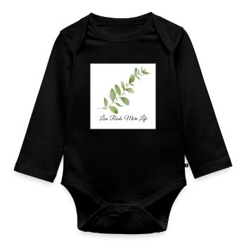 Less Rush More Life Botanical Design - Baby Bio-Langarm-Body - Schwarz - Vorne