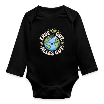 Earth Good All Good Environmental Protection Nature Mother Earth - Organic Longsleeve Baby Bodysuit - black - Front