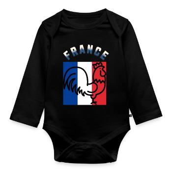 Coq et Tricolore: Art France - Body Bébé bio manches longues - noir - Devant