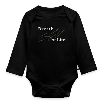 Breath of Life Christian Design – Gen 2:7 - Organic Longsleeve Baby Bodysuit - black - Front