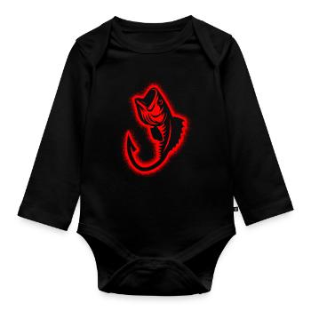 Angel Angeln Jungen Kinder Herren Angler - Baby Bio-Langarm-Body - Schwarz - Vorne