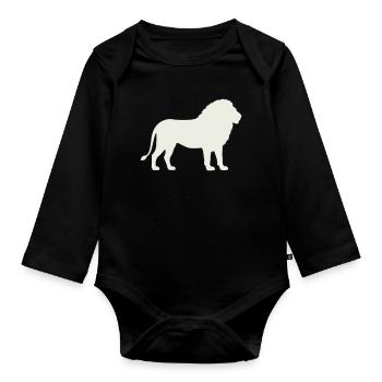 Löwe Silhouette auf Creme - Baby Bio-Langarm-Body - Schwarz - Vorne