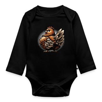 Chickens Chicken Chicken Lover Rooster Chicken Owner - Organic Longsleeve Baby Bodysuit - black - Front