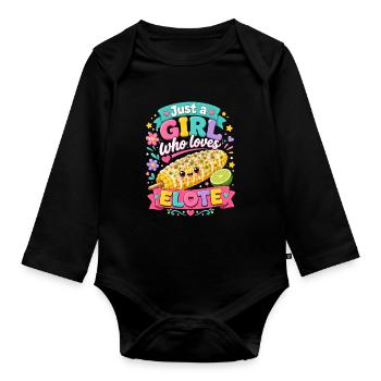 Mädchen liebt Elote - Baby Bio-Langarm-Body - Schwarz - Vorne