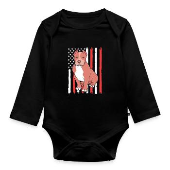 Amerikansk Bully Kæledyrshund Hundegave - Langærmet babybody, økologisk bomuld - sort - Foran
