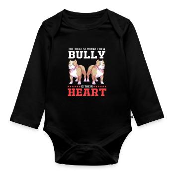 American Bully Haustier Hunde Hund Geschenk - Baby Bio-Langarm-Body - Schwarz - Vorne