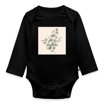 Moins de précipitation, plus de vie | Design vintage d’eucalyptus - Body Bébé bio manches longues - noir - Devant
