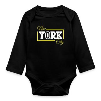 New York Neon City Outline - Organic Longsleeve Baby Bodysuit - black - Front