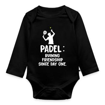 Padel_Ruining_Friendships_Since_Day_One - Body Bébé bio manches longues - noir - Devant