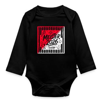 Tennis Meister 2026, Kreisliga Sieger rot weiß  - Baby Bio-Langarm-Body - Schwarz - Vorne