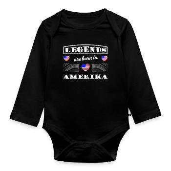 Legends from America - Organic Longsleeve Baby Bodysuit - black - Front