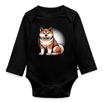 Akita Akita propriétaire Akitas Akita amoureux Akitafan - Body Bébé bio manches longues - noir - Devant