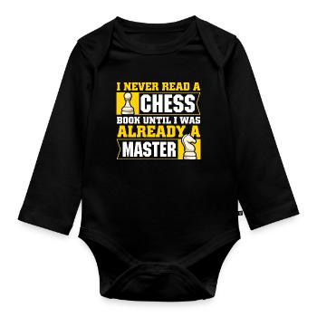 Schach Schachspieler Schachbrett - Baby Bio-Langarm-Body - Schwarz - Vorne