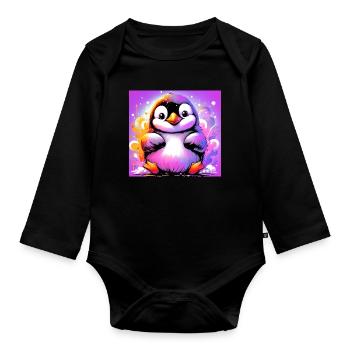 Pinguin - Baby Bio-Langarm-Body - Schwarz - Vorne