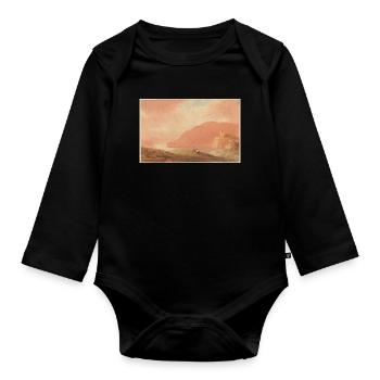 Castle on a river - Organic Longsleeve Baby Bodysuit - black - Front