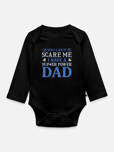 Can´t scare have super dad - Baby Bio-Langarm-Body - Schwarz