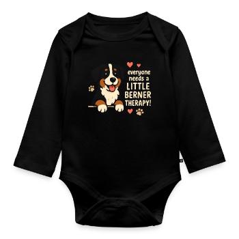 Bernese Mountain Dog Little Berner Therapy Dog Humor - Organic Longsleeve Baby Bodysuit - black - Front