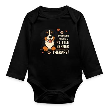 Bernese Mountain Dog Little Berner Therapy Dog Humor - Organic Longsleeve Baby Bodysuit - black - Front