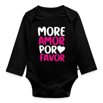 More Amor Por Favor Love Statement - Baby Bio-Langarm-Body - Schwarz - Vorne