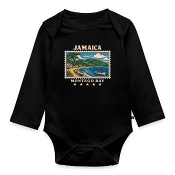 Jamaica Montego Bay Vintage Travel Brand - Organic Longsleeve Baby Bodysuit - black - Front