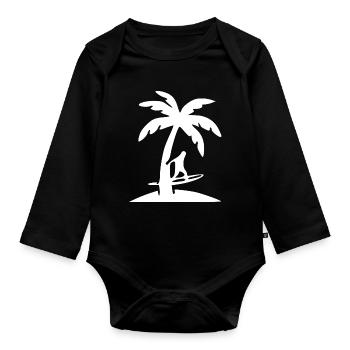 Vacances d’été pour surfeur surfeur Palmier Tree - Body Bébé bio manches longues - noir - Devant