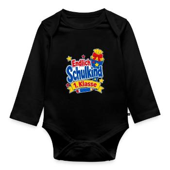 Einschulung Endlich Schulkind 1. Klasse Schultüte - Body Bébé bio manches longues - noir - Devant