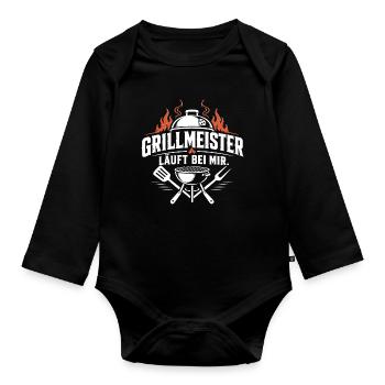 Grillmeister - Läuft bei mir! - Baby Bio-Langarm-Body - Schwarz - Vorne