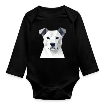 Portrait de chien géométrique - Body Bébé bio manches longues - noir - Devant