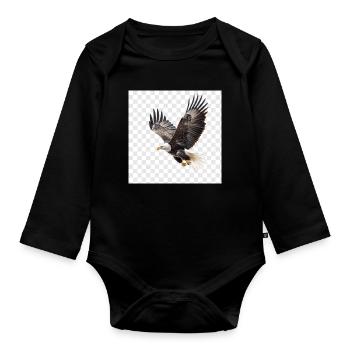 Fliegender Adler Majestätischer Flug - Baby Bio-Langarm-Body - Schwarz - Vorne