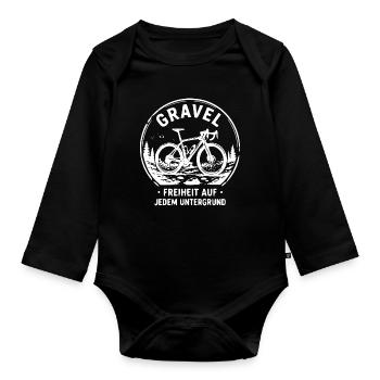 Gravel Fahrrad Freiheit Untergrund - Baby Bio-Langarm-Body - Schwarz - Vorne