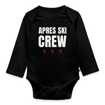 Après Ski Crew Wintersport Ski Gruppe Partnerlook - Baby Bio-Langarm-Body - Schwarz - Vorne