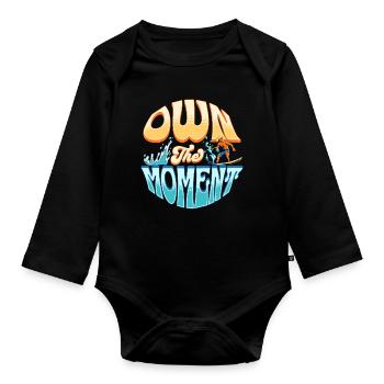 Own The Moment Surf Wave - Organic Longsleeve Baby Bodysuit - black - Front