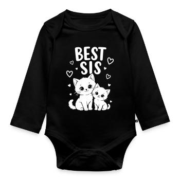 Meilleure sœur Meilleures sœurs Sœurs Mignons chats - Body Bébé bio manches longues - noir - Devant