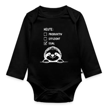 Sloth Checkliste Heute Egal - Baby Bio-Langarm-Body - Schwarz - Vorne